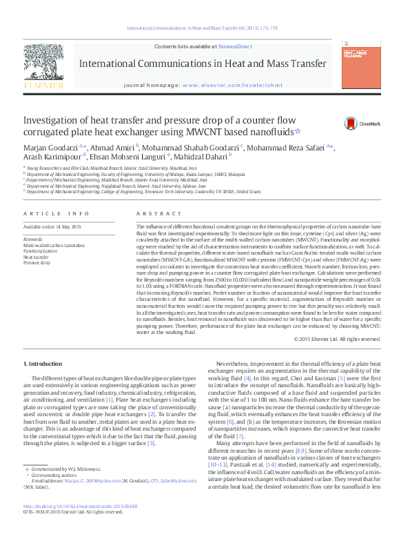 (PDF) Investigation of heat transfer and pressure drop of a counter ...