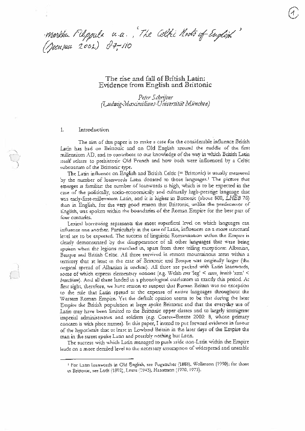 (PDF) The Rise and Fall of British Latin Evidence from English and