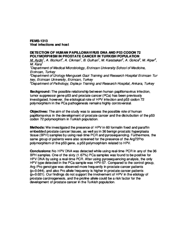 (PDF) DETECTION OF HUMAN PAPILLOMAVIRUS DNA AND P53 CODON 72 ...