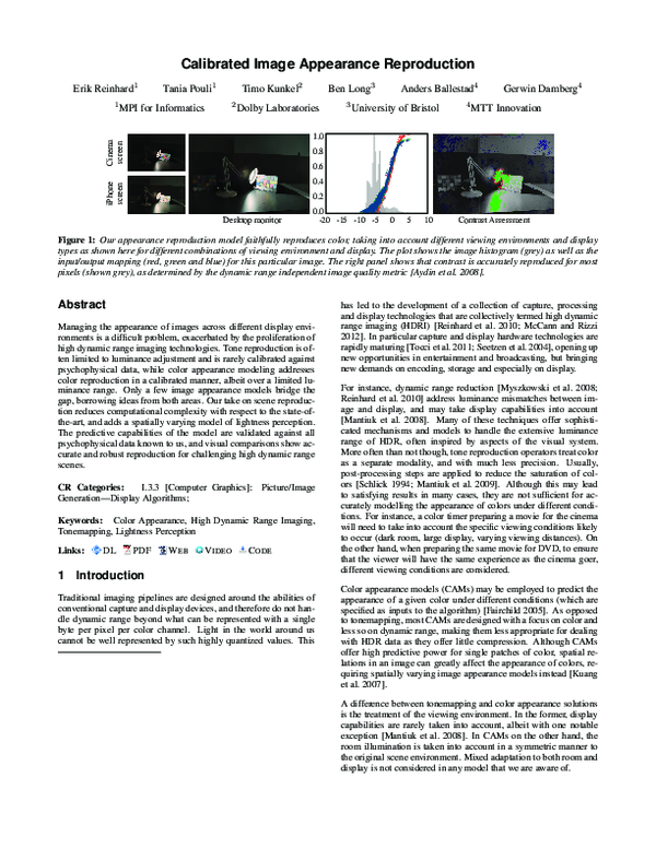 (PDF) Calibrated Image Appearance Reproduction Erik Reinhard