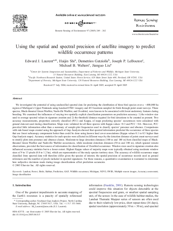 (PDF) Using the spatial and spectral precision of satellite imagery to ...