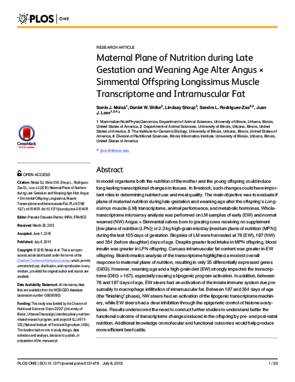 (PDF) Maternal Plane of Nutrition during Late Gestation and Weaning Age ...