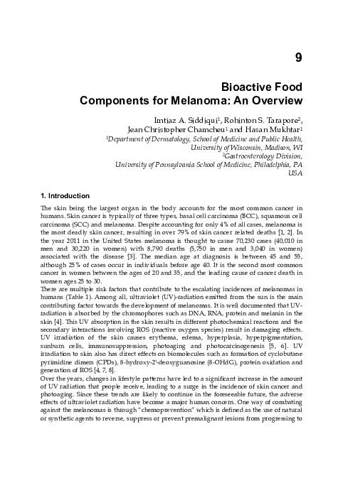 Pdf Bioactive Food Components For Melanoma An Overview