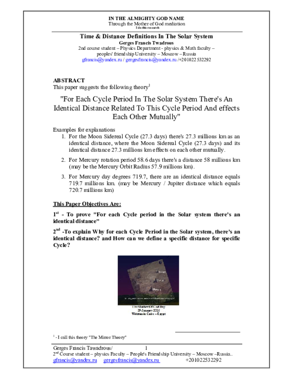 Pdf For Each Cycle Period In The Solar System Theres An