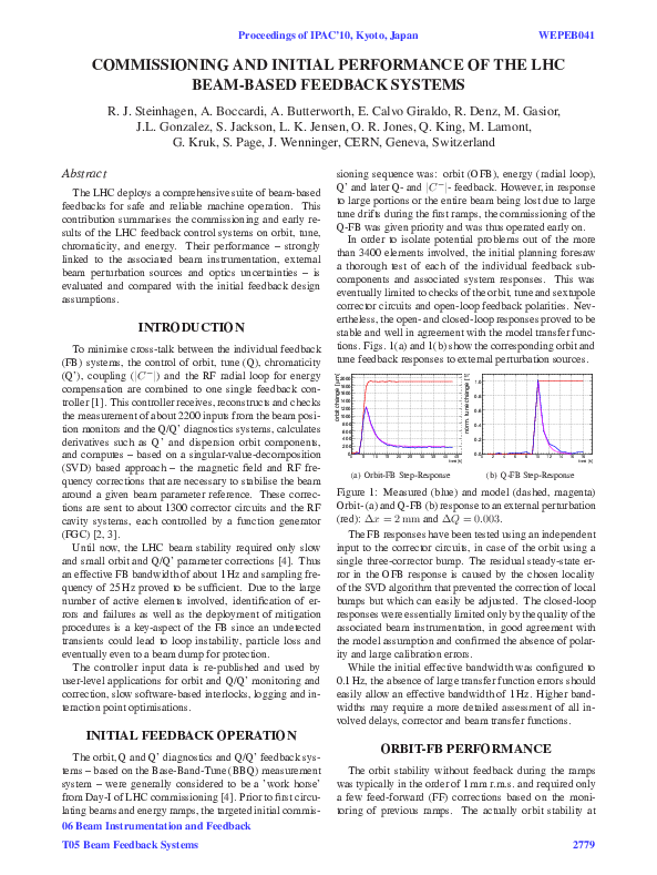 (PDF) Commissioning and Initial Performance of the LHC Beam-Based ...