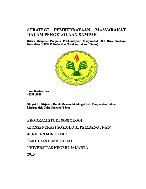 Doc Strategi Pemberdayaan Masyarakat Dalam Pengelolaan Sampah Tissa Santika Dewi Academia Edu