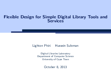 (PDF) Flexible Design for Simple Digital Library Tools and Services