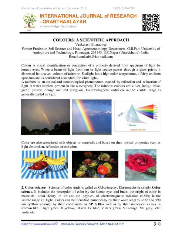 (PDF) COLOURS: A SCIENTIFIC APPROACH