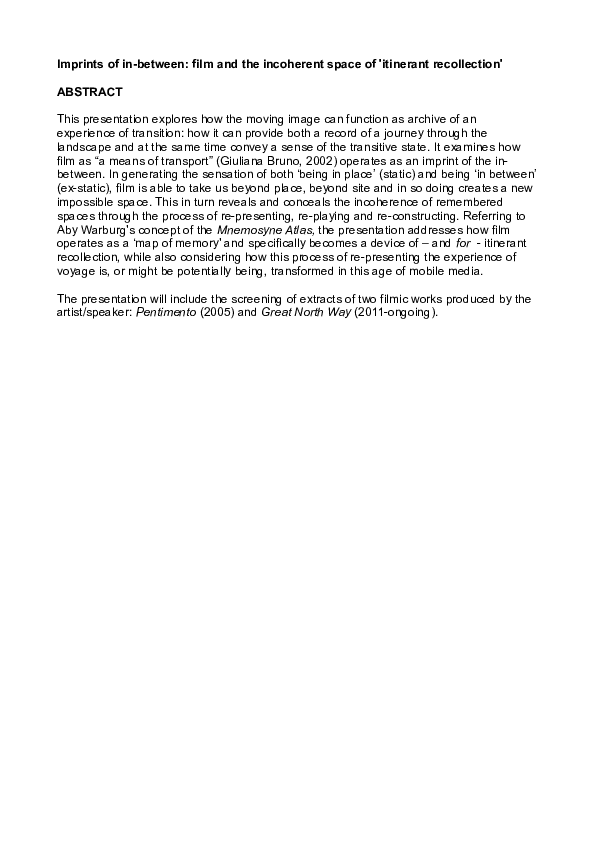 Narrative report about recollection image