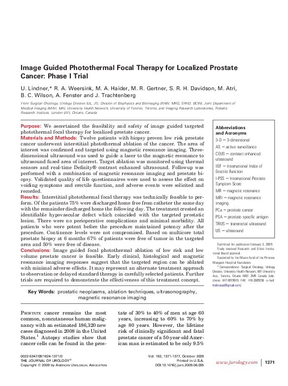(PDF) Image Guided Photothermal Focal Therapy for Localized Prostate ...