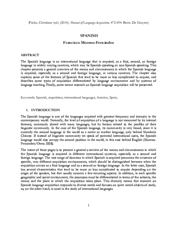 (PDF) Language Acquisition - Spanish