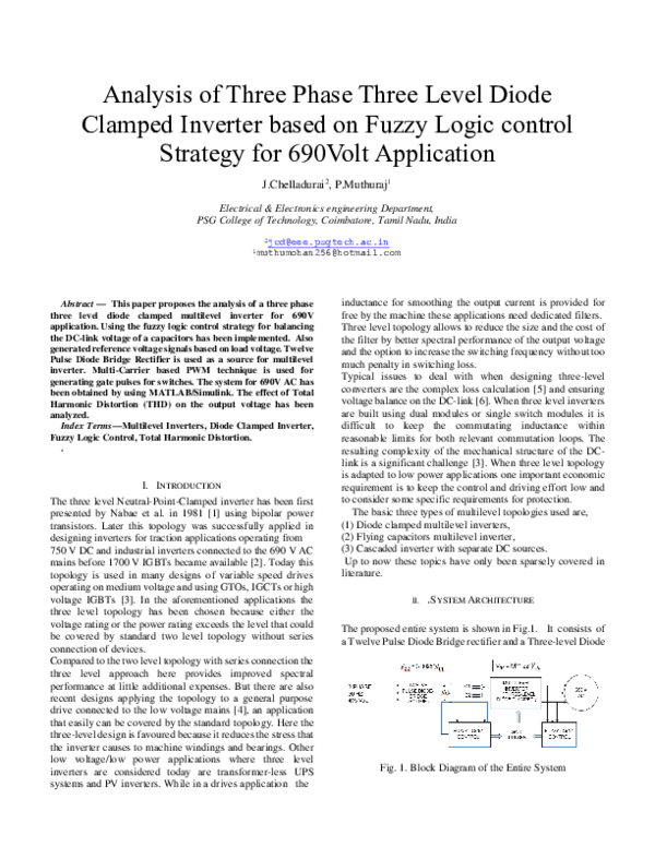(PDF) Analysis of 3-Phase 3-Level Diode Clamped Inverter for 690 V ...