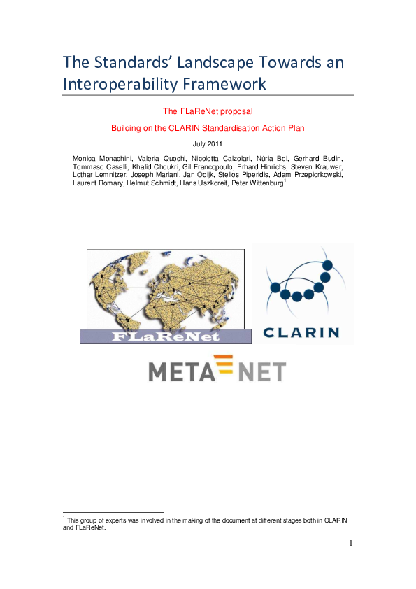 (PDF) The Standards’ Landscape Towards an Interoperability Framework