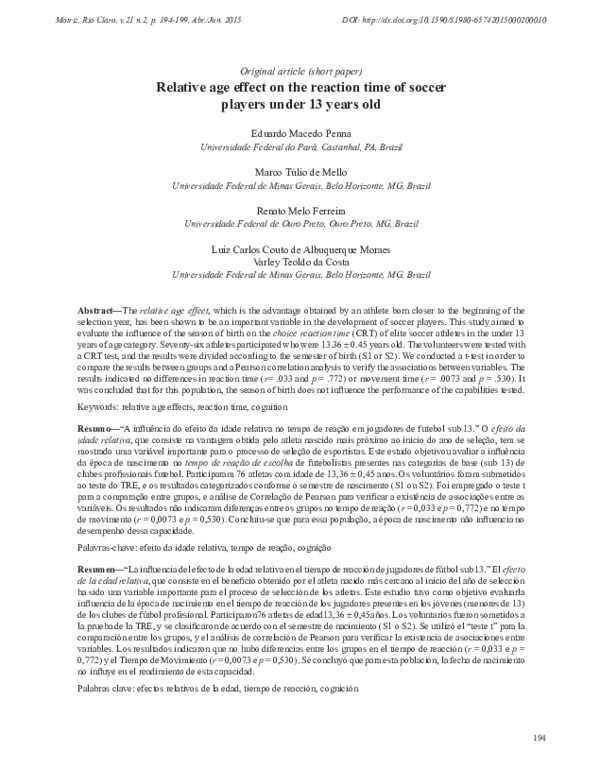 (PDF) 2015_Relative age effect on the reaction time of soccer players ...