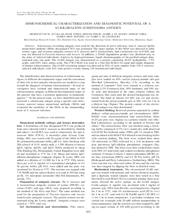 (PDF) IMMUNOCHEMICAL CHARACTERIZATION AND DIAGNOSTIC POTENTIAL OF A 63 ...