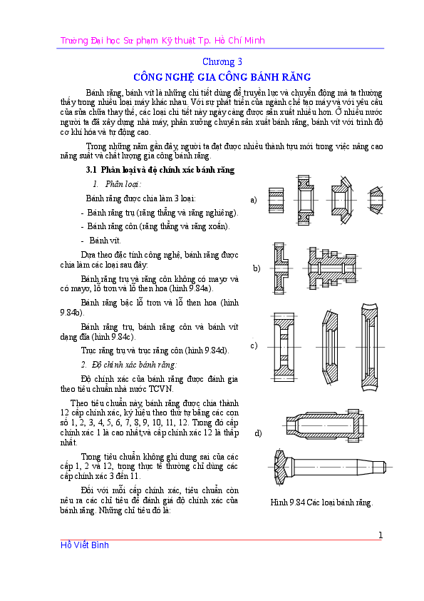 First page of “Ch ng 3 CÔNG NGH GIA CÔNG BÁNH RĂNG”