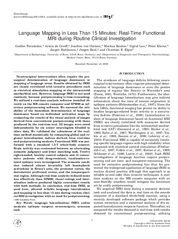 (PDF) Language Mapping in Less Than 15 Minutes: Real-Time Functional ...