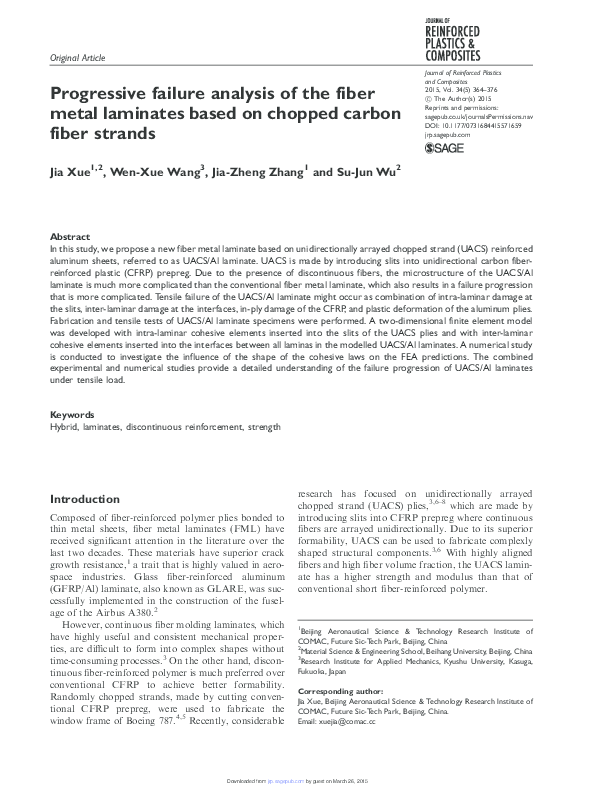 (PDF) Progressive failure analysis of the fiber metal laminates based ...