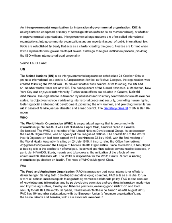 (DOC) Intergovernmental organizations