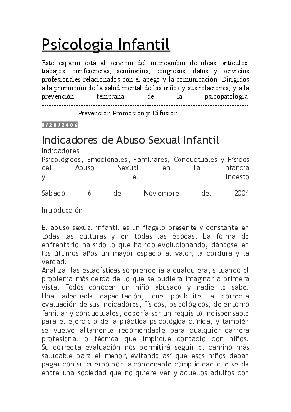 (DOC) Indicadores de abuso sexual infantil