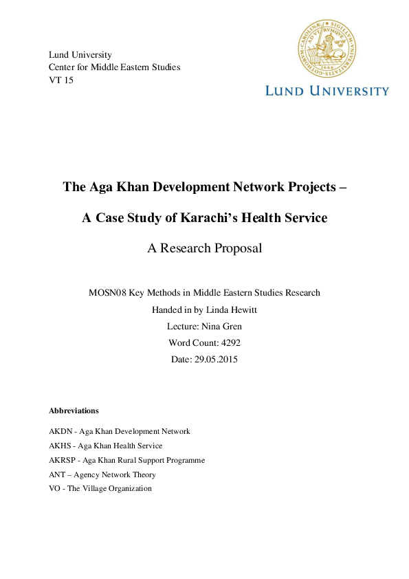 (PDF) The Aga Khan Development Network A Case Study of Karachi's