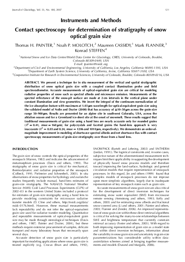 (PDF) Instruments and Methods Contact spectroscopy for determination of
