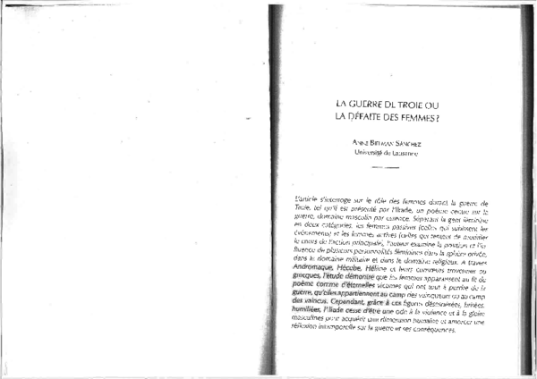 (PDF) La Guerre de Troie ou la défaite des femmes