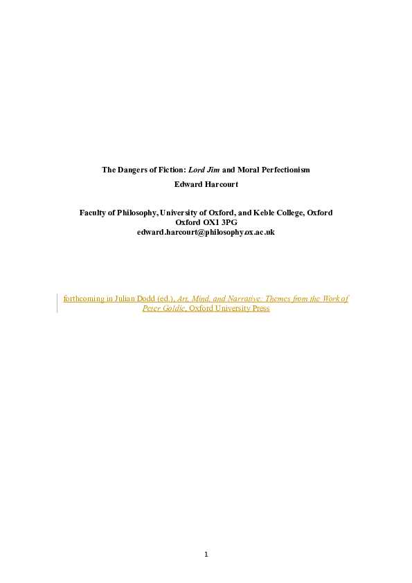 (DOC) The Dangers of Fiction Lord Jim and Moral Perfectionism Edward