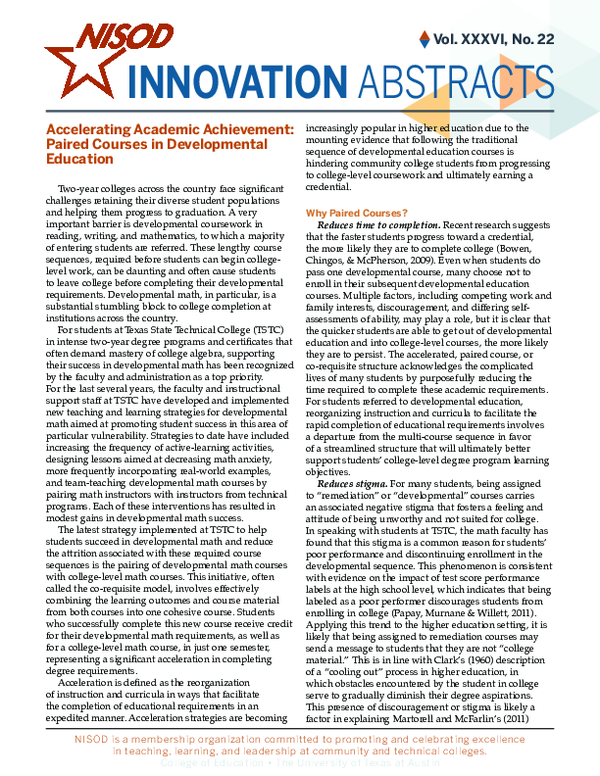 (PDF) Accelerating academic achievement: Paired courses in ...
