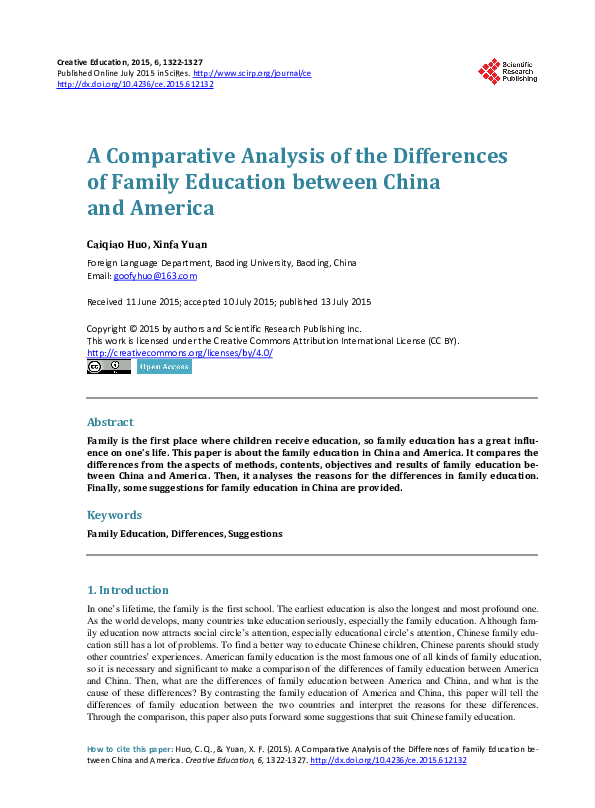 (PDF) A Comparative Analysis of the Differences of Family Education ...