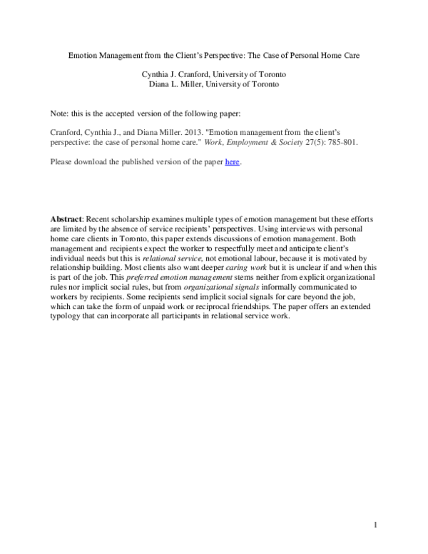 (PDF) Emotion management from the client's perspective: the case of ...