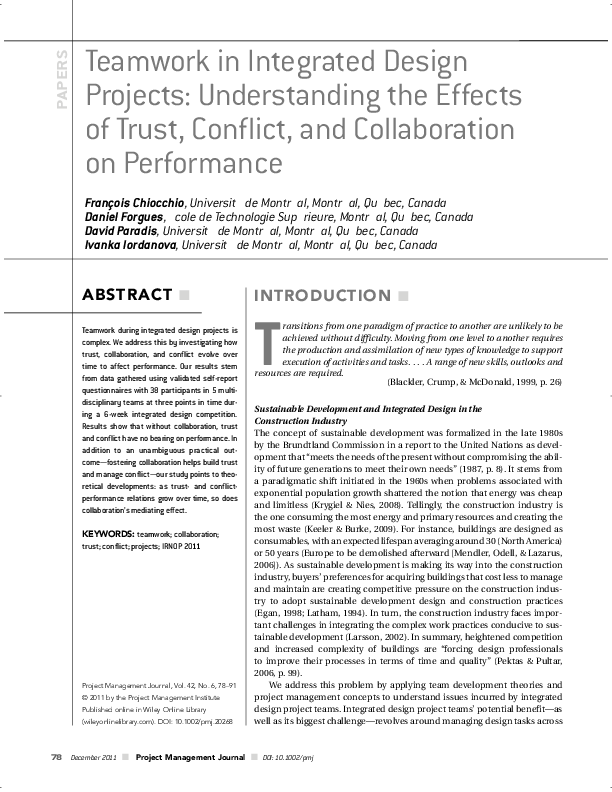 (PDF) Teamwork in Integrated Design Projects: Understanding the Effects ...