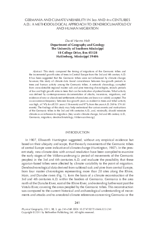 (PDF) GERMANIA AND CLIMATE VARIABILITY IN 3rd AND 4th CENTURIES