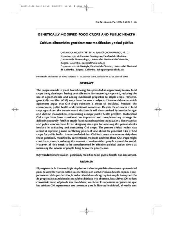 (PDF) GENETICALLY MODIFIED FOOD CROPS AND PUBLIC HEALTH