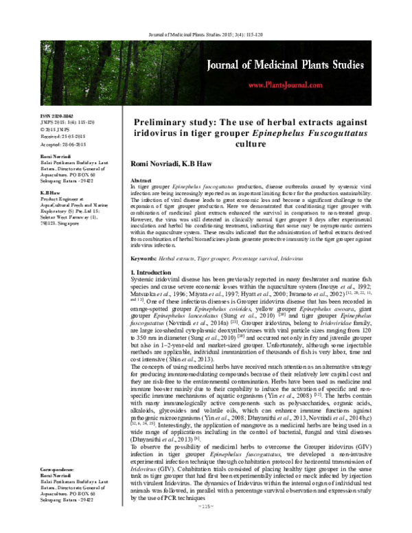 PDF) Preliminary Study: The Use Of Herbal Extracts Against.