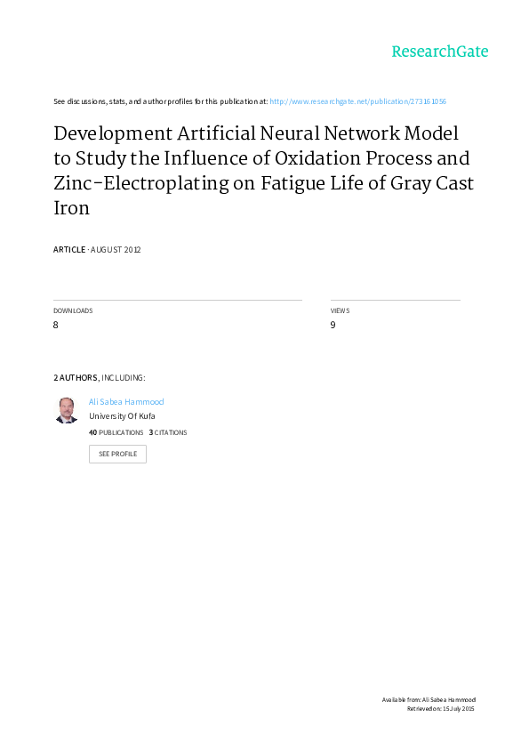(PDF) Development Artificial Neural Network Model to Study the