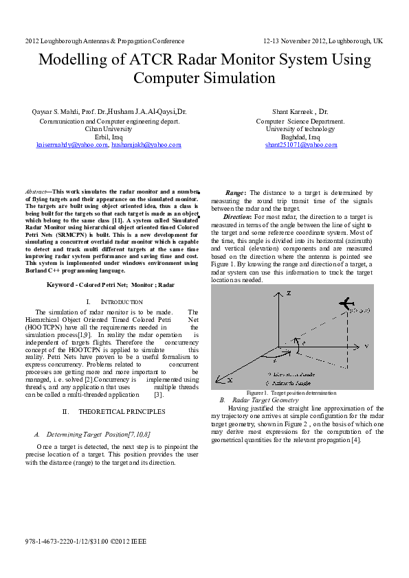 (PDF) Modelling of ATCR Radar Monitor System Using Computer Simulation