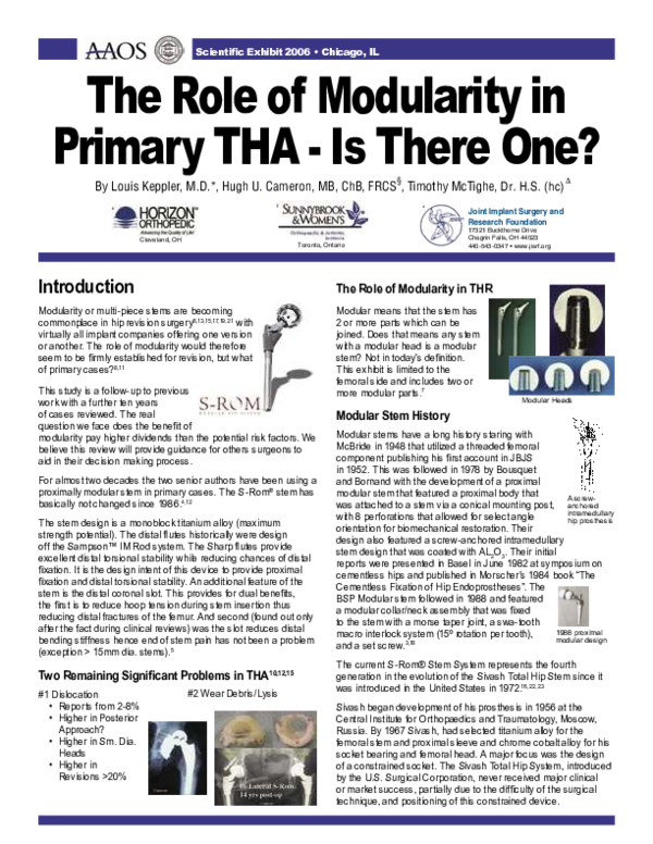 (PDF) The Role of Modularity in Primary THA - Is There One?