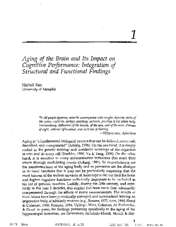 (PDF) Aging of the brain and its impact on cognitive performance ...
