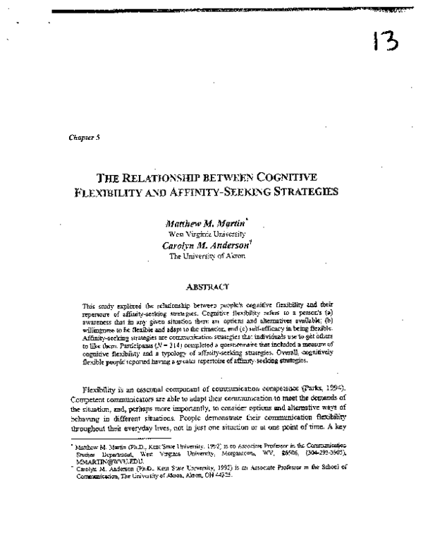 (PDF) The relationship between cognitive flexibility and affinity ...