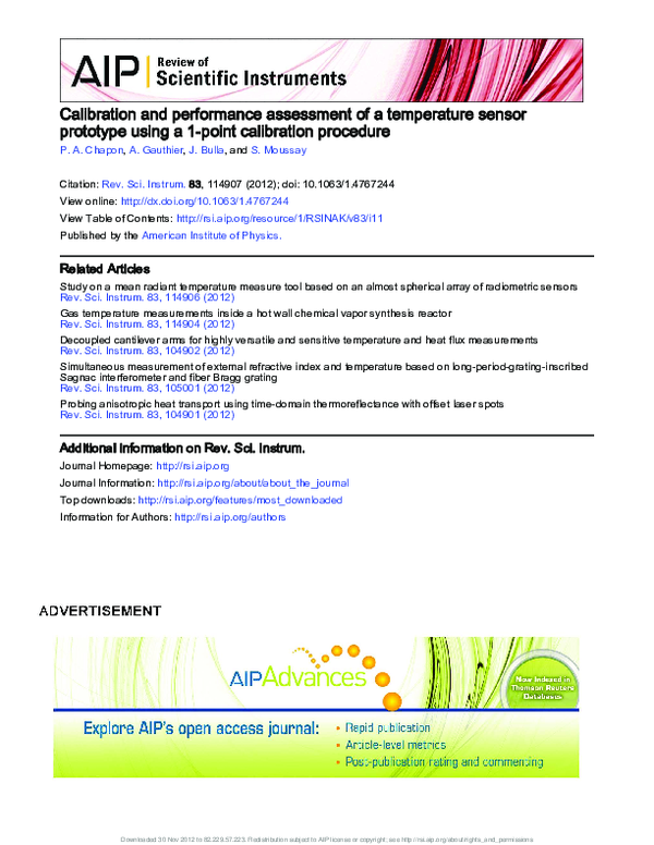 (PDF) Calibration and performance assessment of a temperature sensor