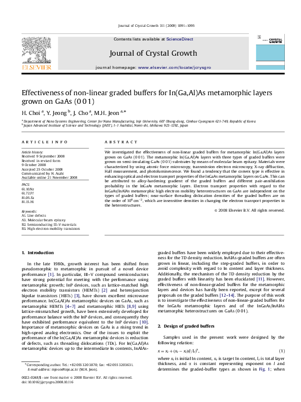 (PDF) Effectiveness of non-linear graded buffers for In(Ga,Al)As ...