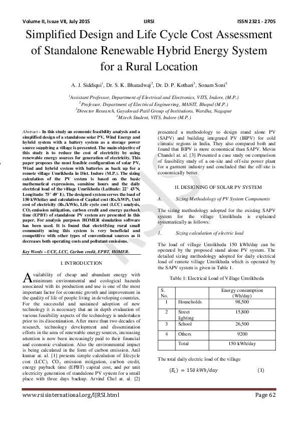 (PDF) Simplified Design and Life Cycle Cost Assessment of Standalone ...
