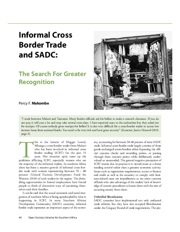 (PDF) Informal Cross Border Trade and SADC: The Search For Greater ...