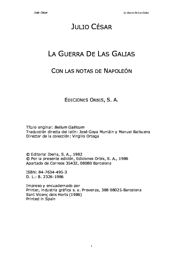  PDF Julio Cesar La Guerra De Las Galias Nicolas Trujillo 