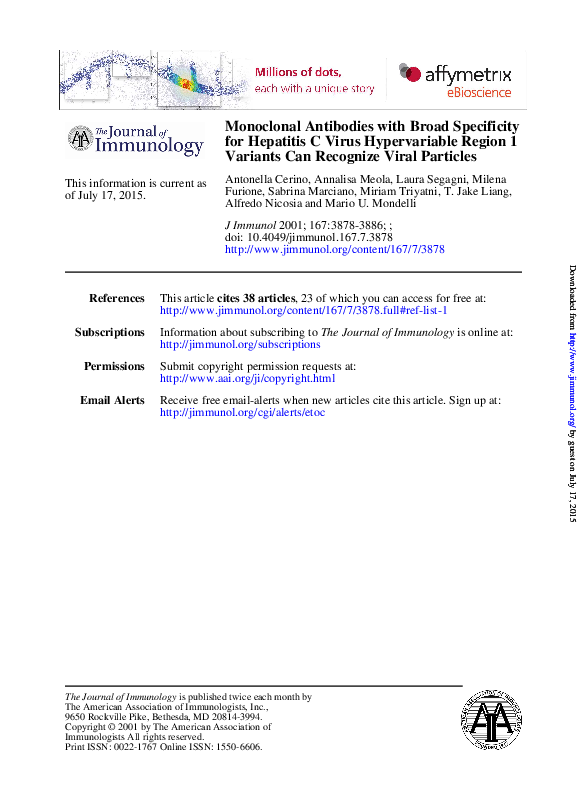 (PDF) Recognize Viral Particles Hypervariable Region 1 Variants Can ...
