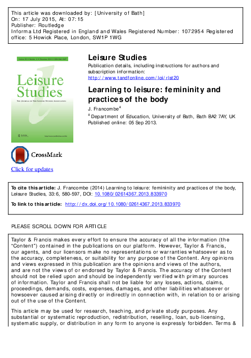 (PDF) Learning to Leisure: Femininity & Practices of the Body