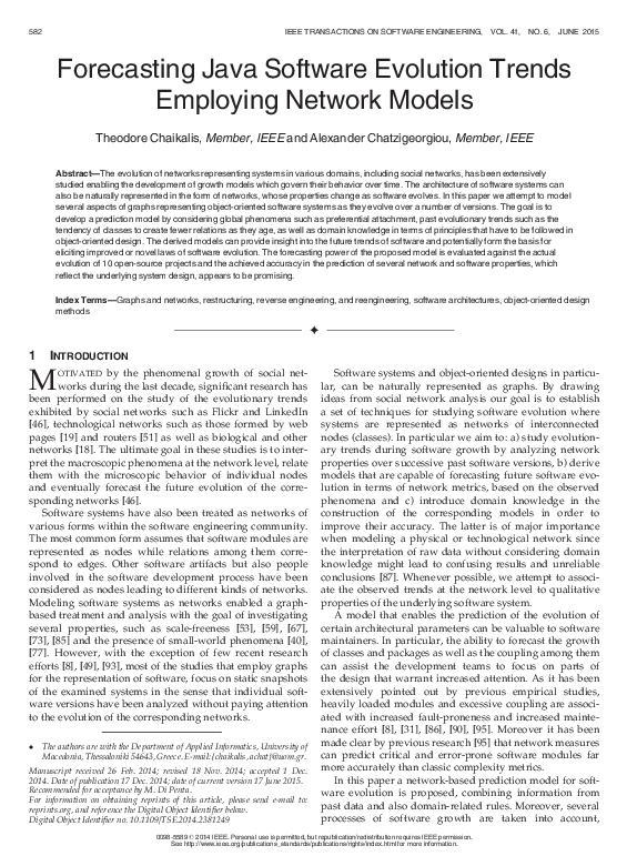 (PDF) Forecasting Java Software Evolution Trends Employing Network Models