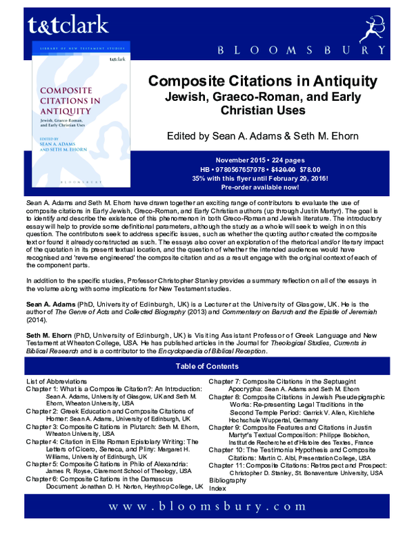 (PDF) Composite Citations in Antiquity Early Jewish, GraecoRoman, and