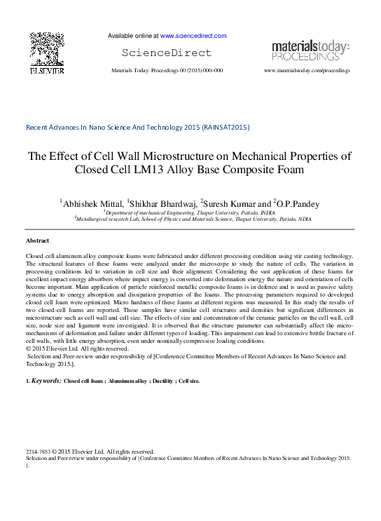 (PDF) The Effect of Cell Wall Microstructure on Mechanical Properties ...